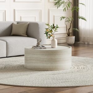 Mesa de centro de tambor redondo de mármol sintético para sala de