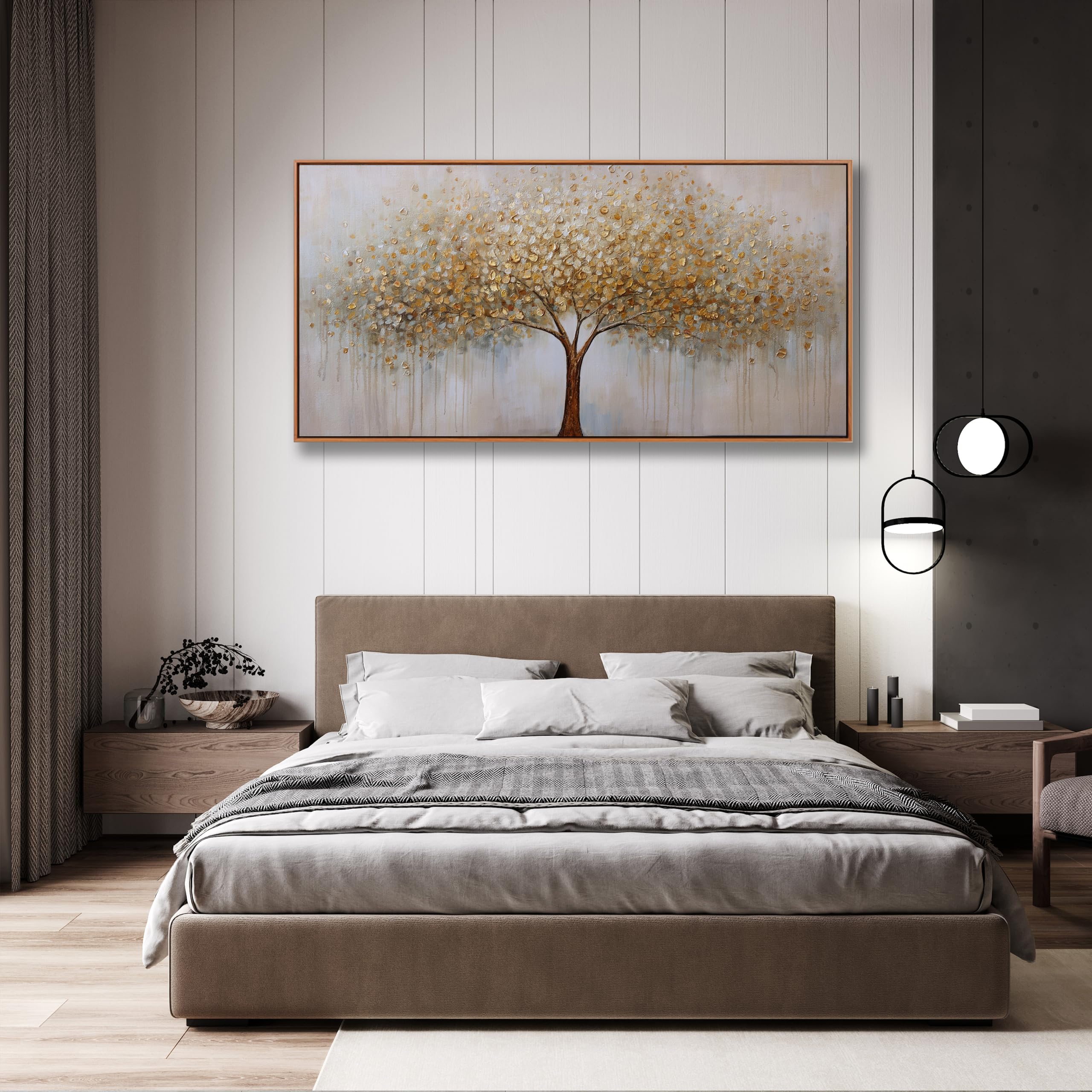 Arte abstracto para pared, árbol de la vida dorado, enmarcado, lienzo - Imagen 5