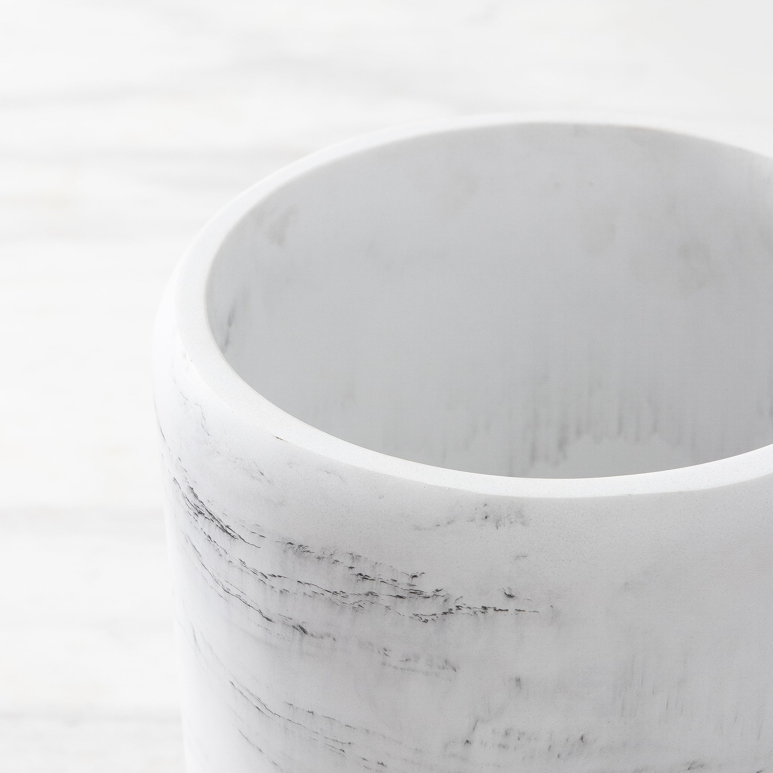 Basurero de baño – Papelera decorativa con acabado en resina, hermoso aspecto de mármol - Imagen 4